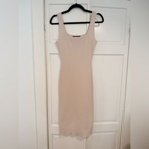 Almost Famous Cream Sweater Dress Ribbed